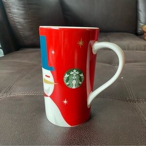 2012 Starbucks Winking Snowman Christmas Holiday 16 oz Coffee Cocoa Tea Mug Cup